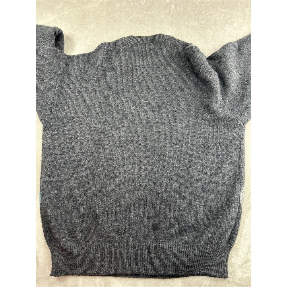 Chemise Lacoste Argyle Pullover Sweater Sz 4 Gray Blue Alpaca Blend Crewneck - Picture 4 of 6